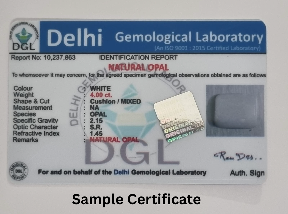 White Opal Certificate