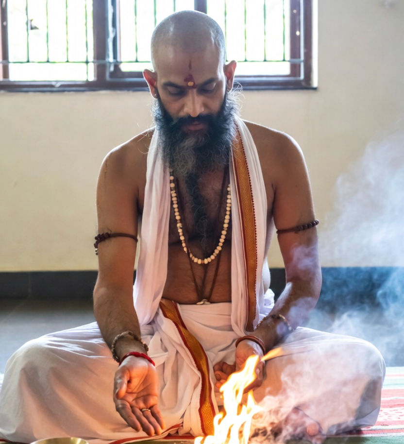 A Vedic puja performed by a Vedic Crystals pandit