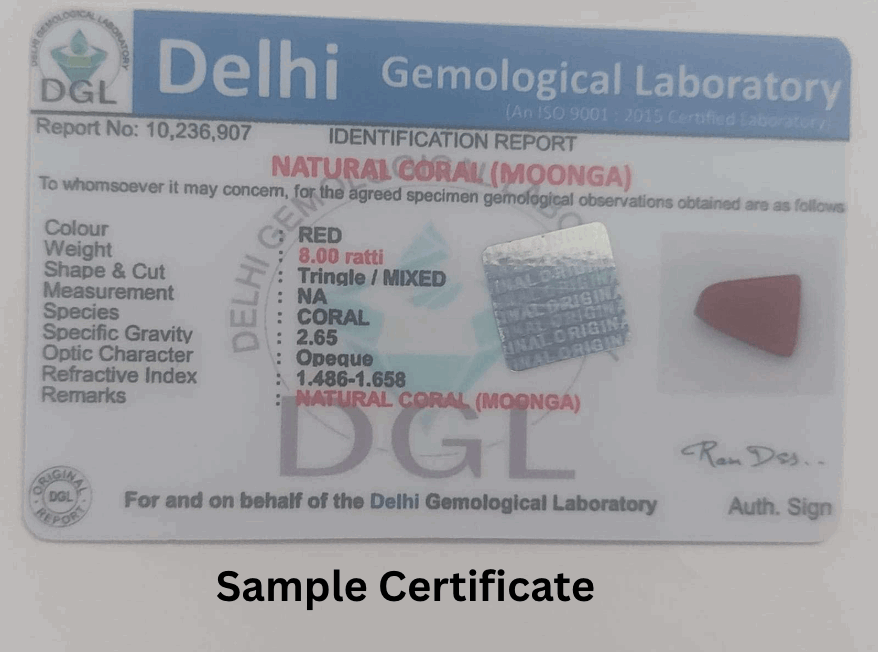 Triangle Red Coral Certificate 