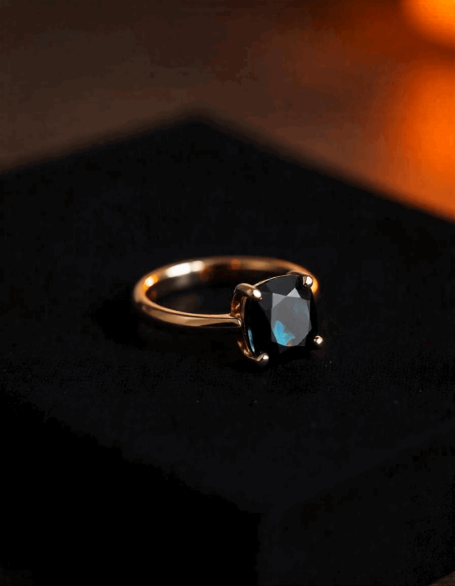 Black Gomed Ring | Black Hessonite Ring