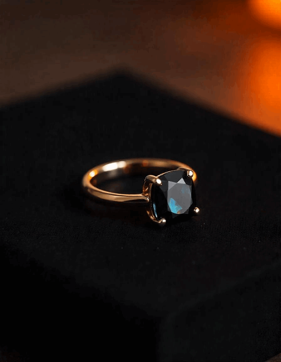 Black Gomed Ring | Black Hessonite Ring