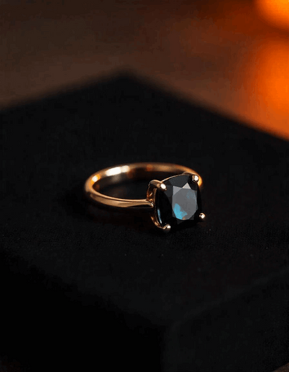 Black Gomed Ring | Black Hessonite Ring