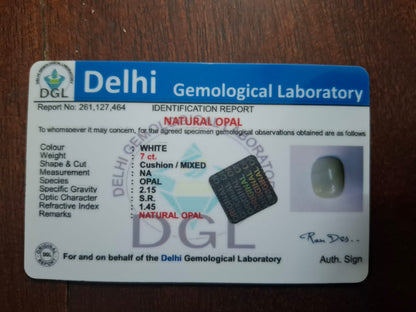 Natural 7 Carat Opal Opal Stone with Lab Certificate