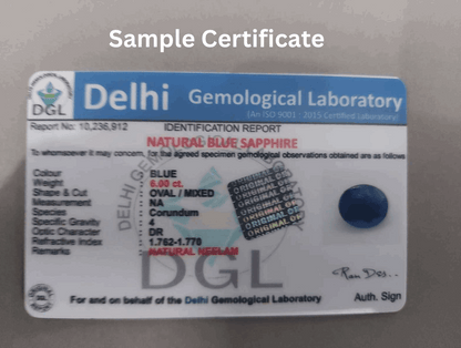 Ceylon Blue sapphire certificate