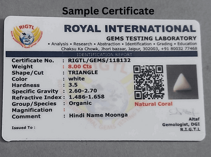 White coral certificate | triangle | sample