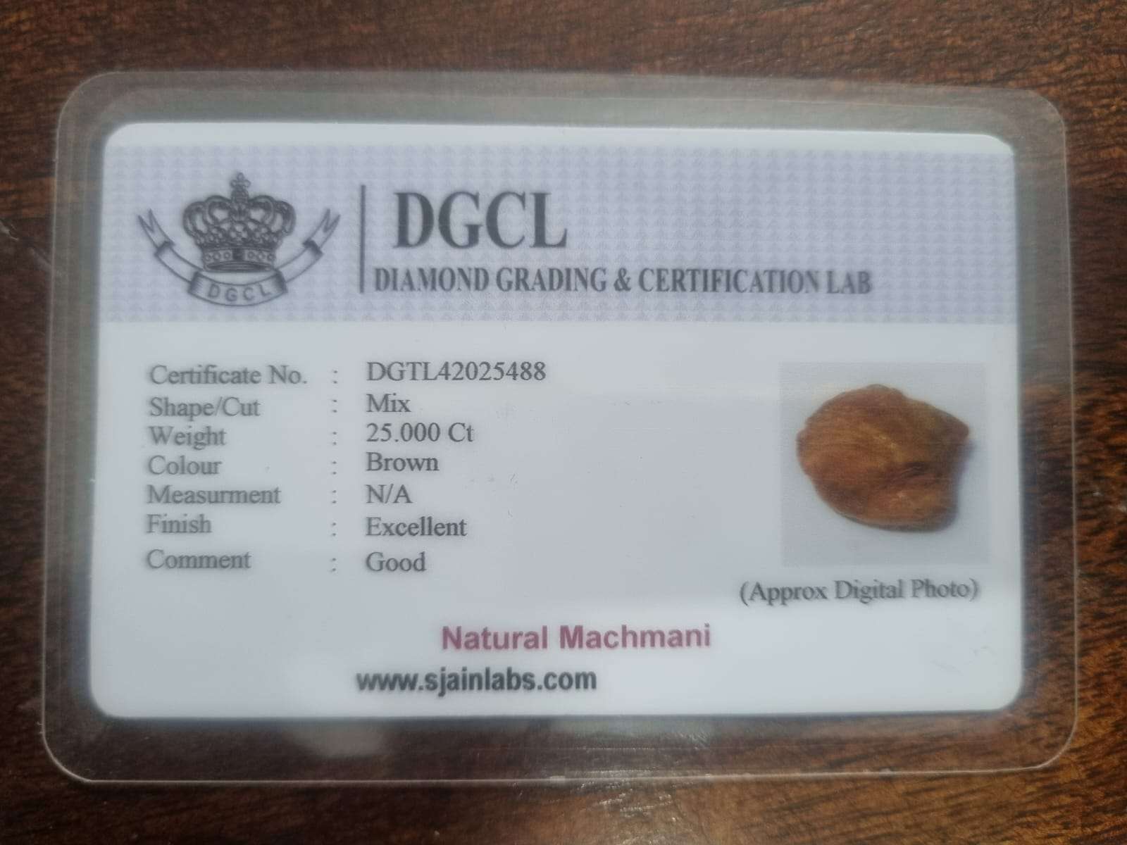 Brown Machmani certificate