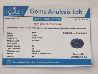 Alexandrite certificate