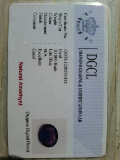 Amethyst certificate- 10 ratti