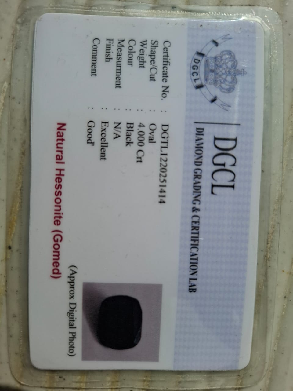 Black Gomed Certificate - 4 Carat