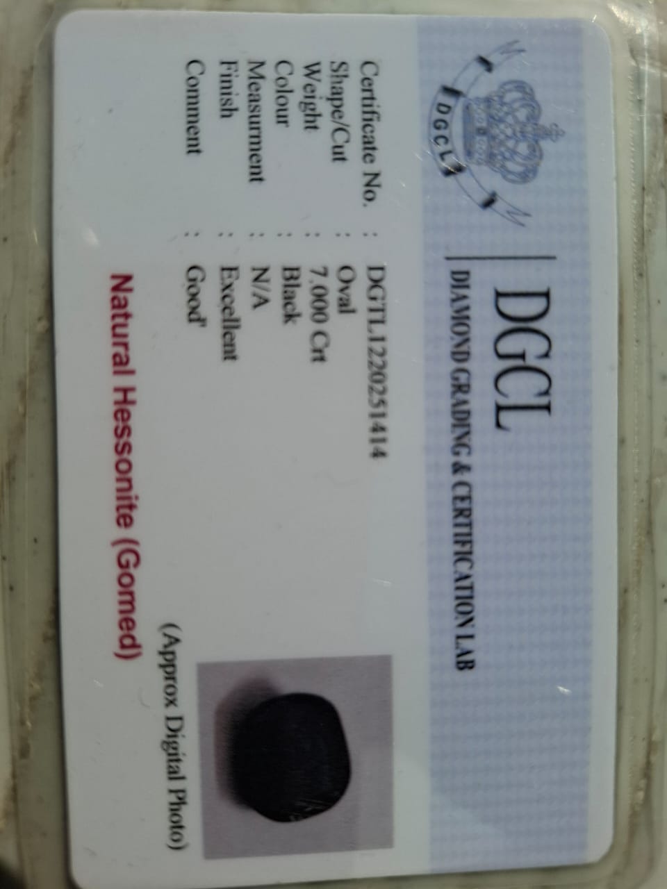 Black Gomed Certificate - 7 carat