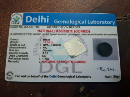 Black Gomed stone | Black Hessonite | 10 Carat | Certificate