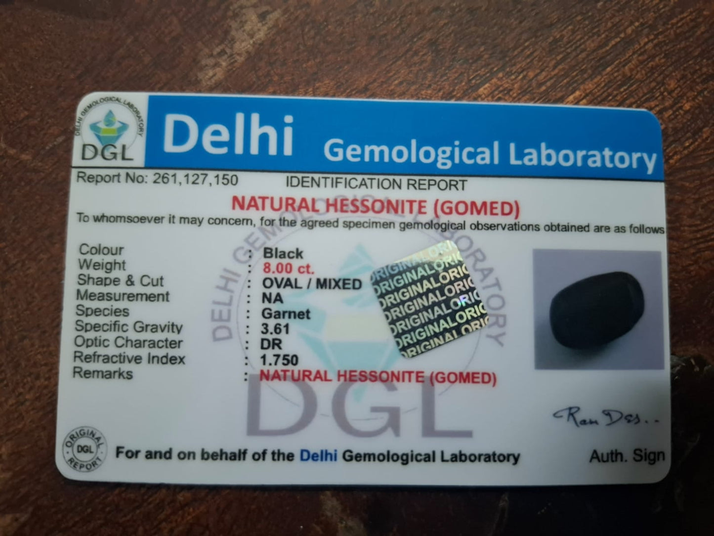 Black Gomed stone | Black Hessonite | 8 Carat | Certificate image