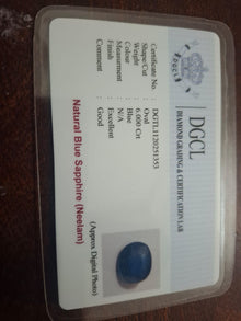 Blue Sapphire Certificate - 6 carat