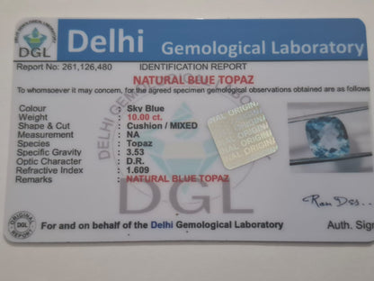 Blue Topaz Certificate