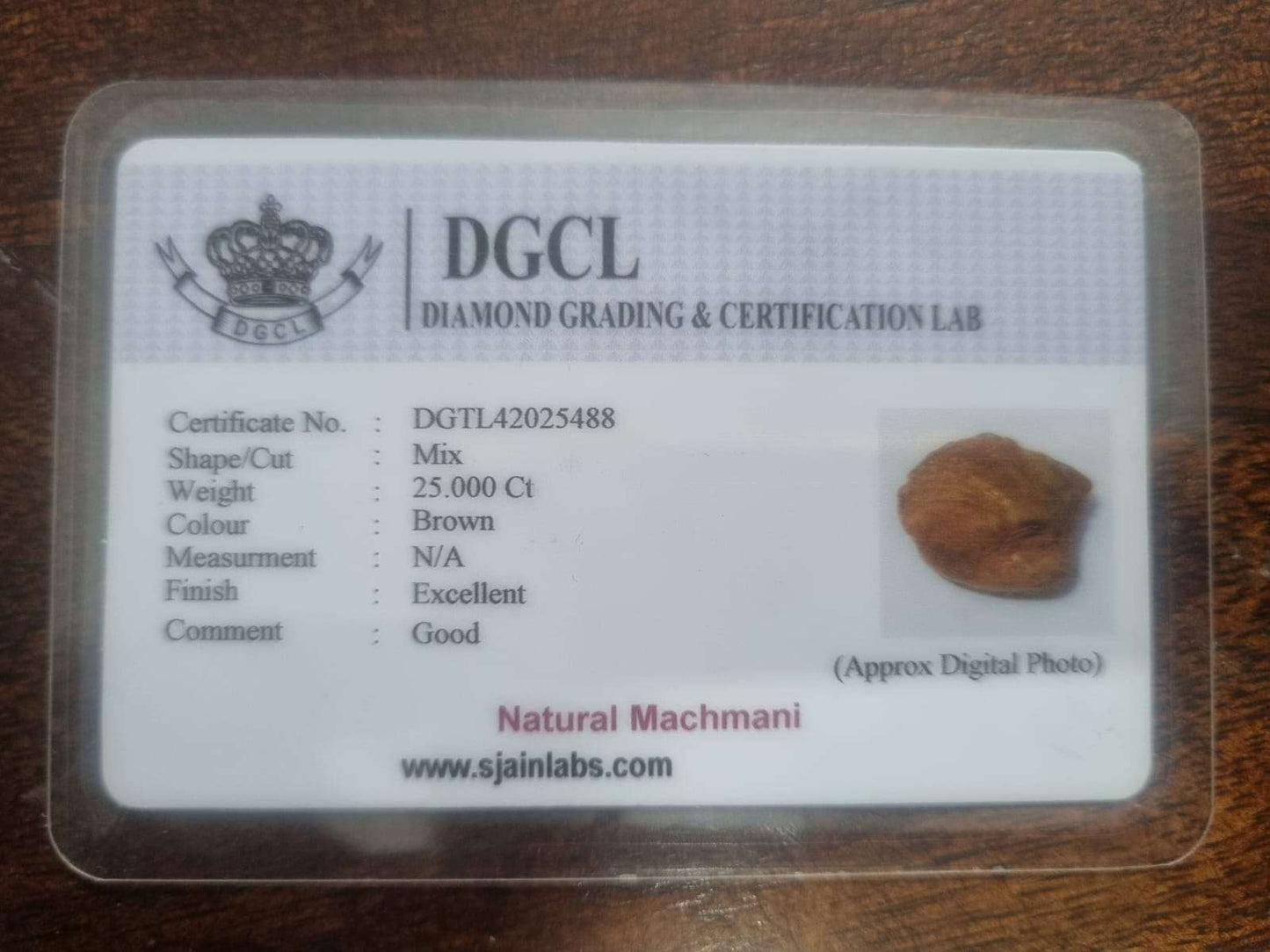 Brown Machmani certificate