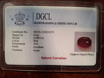 Carnelian certificate - 6 carat