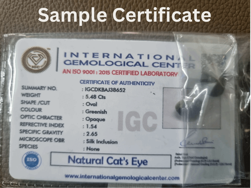 Cats Eye | Lehsunia certificate