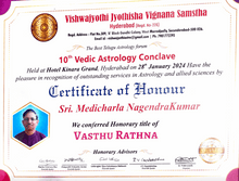 Certificate Vasthu  M. Nagendra Kumar | Andhra Pradesh