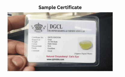 Chrysoberyl Cat's Eye | Ceylon Cats Eye | Sample Certificate