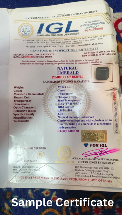 Emerald Certificate IGL Sample