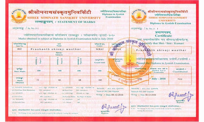 Expert Astrologer – Pandit Prashanth | Bengaluru marksheet