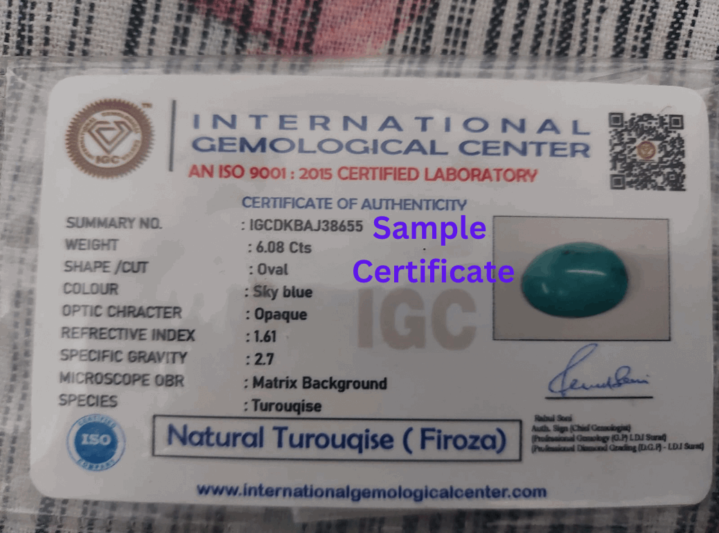 Feroza Certificate sample