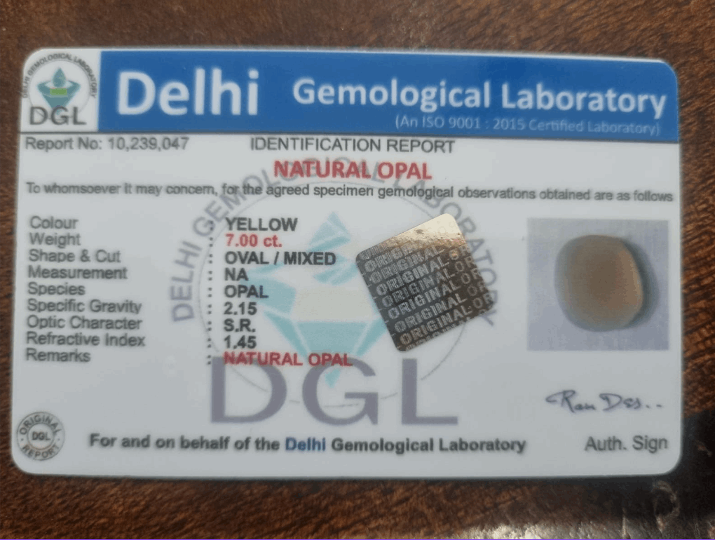 Fire Opal Stone | Ethiopian | Yellow opal | 7 Carat certificate