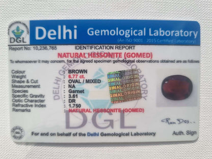 Gomed Certificate | 6.7 ct | 7.25 ratti