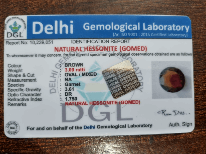 Gomed Stone | 3 ratti | Siloni Gomed | Gomedhikam stone | With Certificate