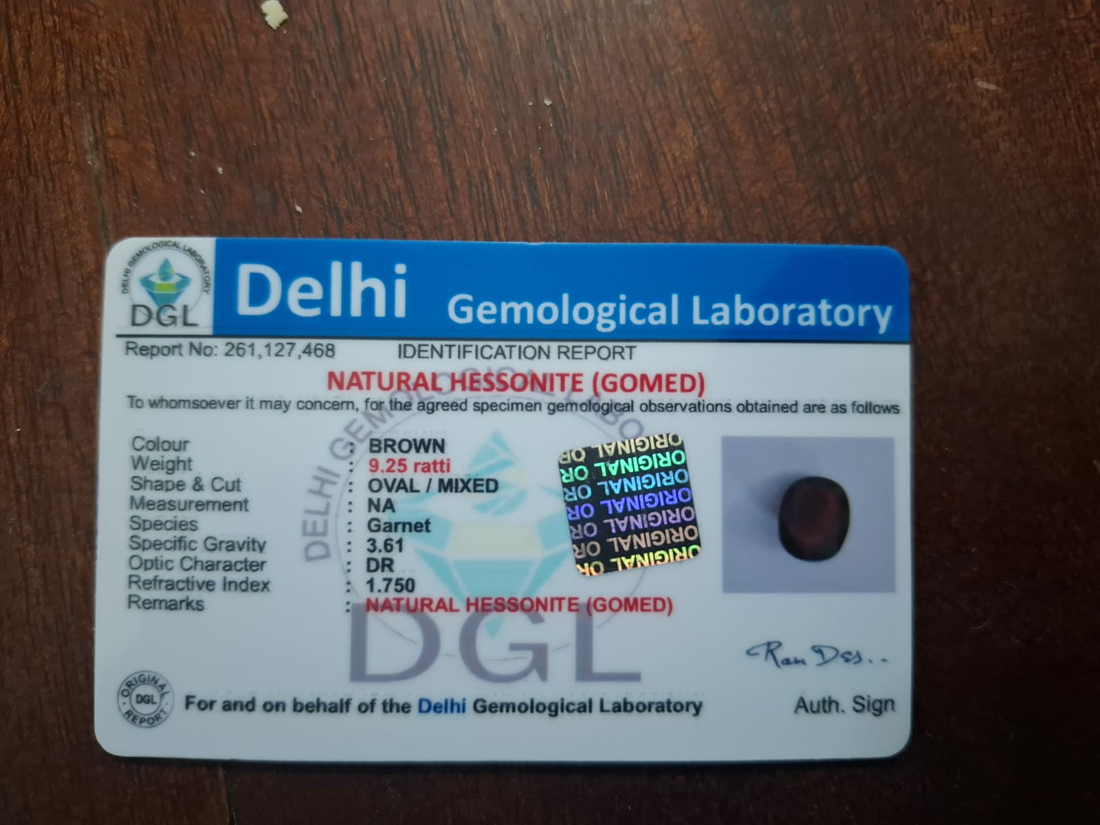 Gomed Stone | 9.25 ratti | Certificate