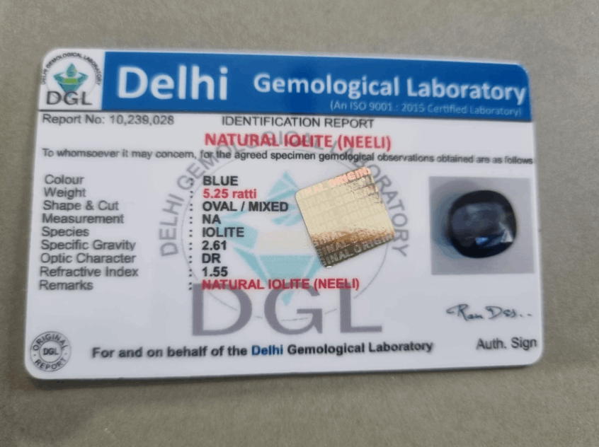 Iolite Stone | Neeli Stone | 5.25 Ratti | Certificate
