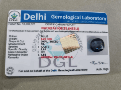 Iolite Stone | Neeli Stone | 5.25 Ratti | Certificate