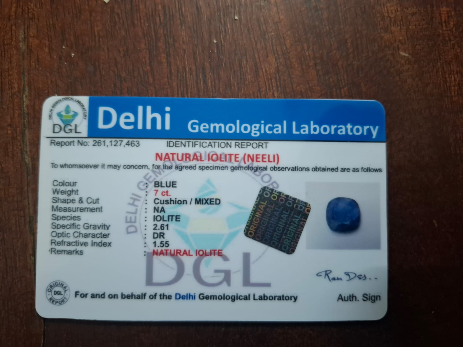 Iolite Stone | Neeli stone | 7 Carat | Certificate