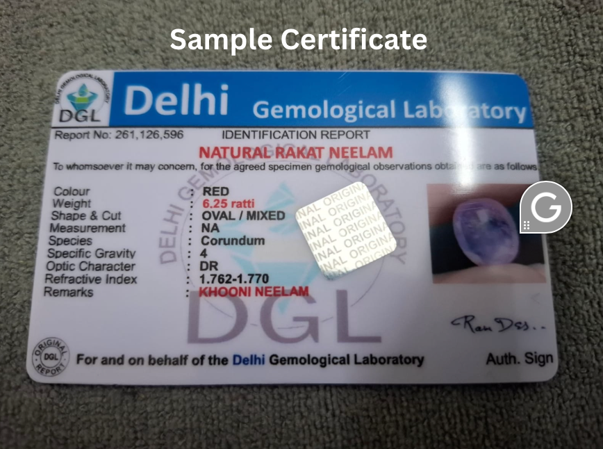 Khooni Neelam Certificate