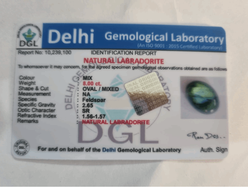 Labradorite certificate | 8 ct