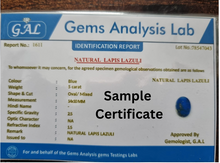 Lapis Lazuli Stone certificate