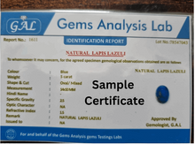 Lapis Lazuli Stone certificate