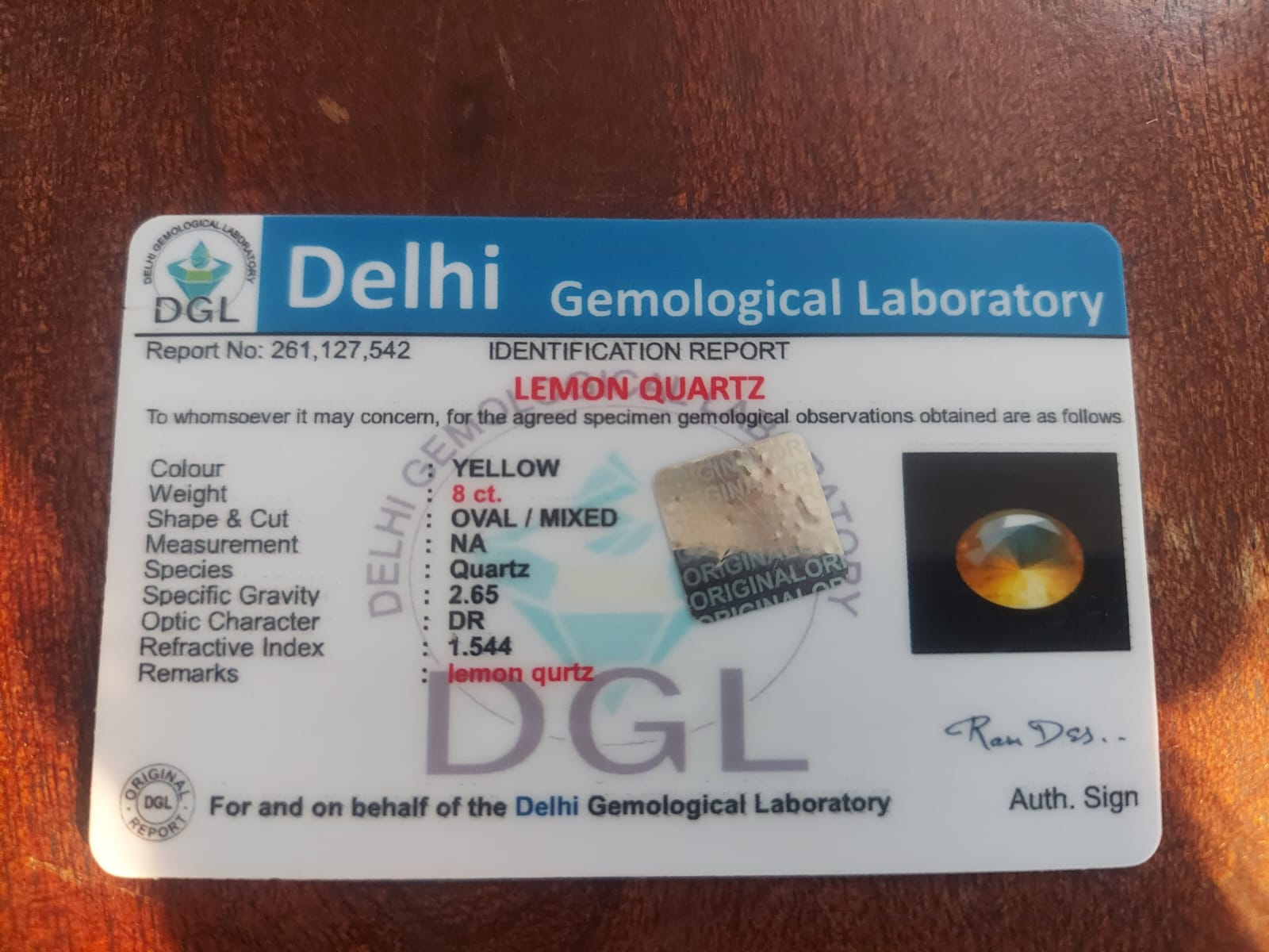 Lemon Quartz Stone | 8-Carat | Certificate