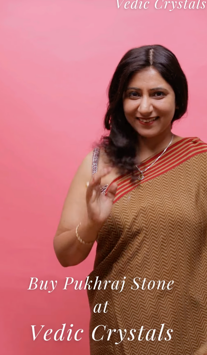 Model wearing Pukhraj stone