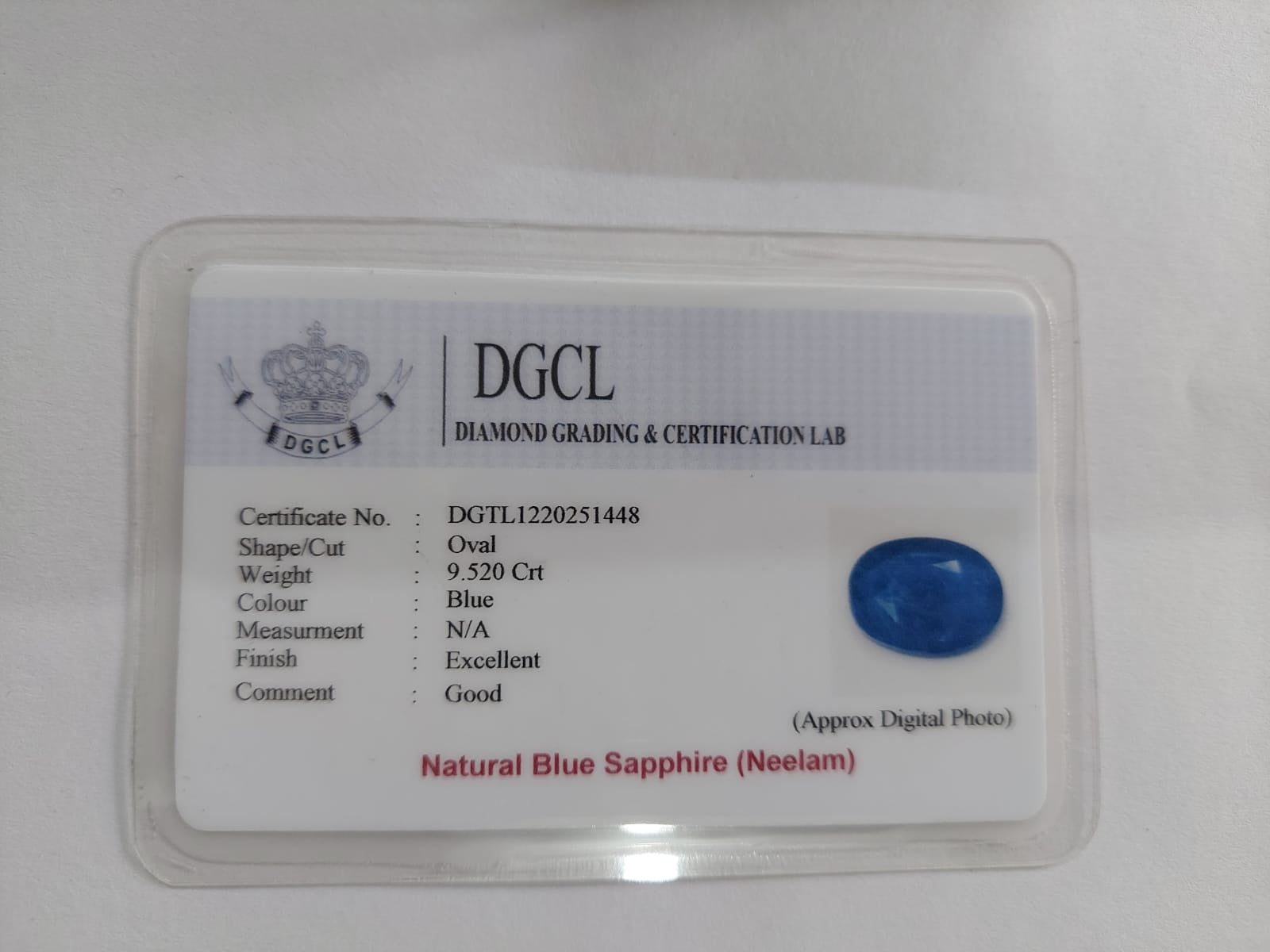 Neelam certificate | 9.5 carat
