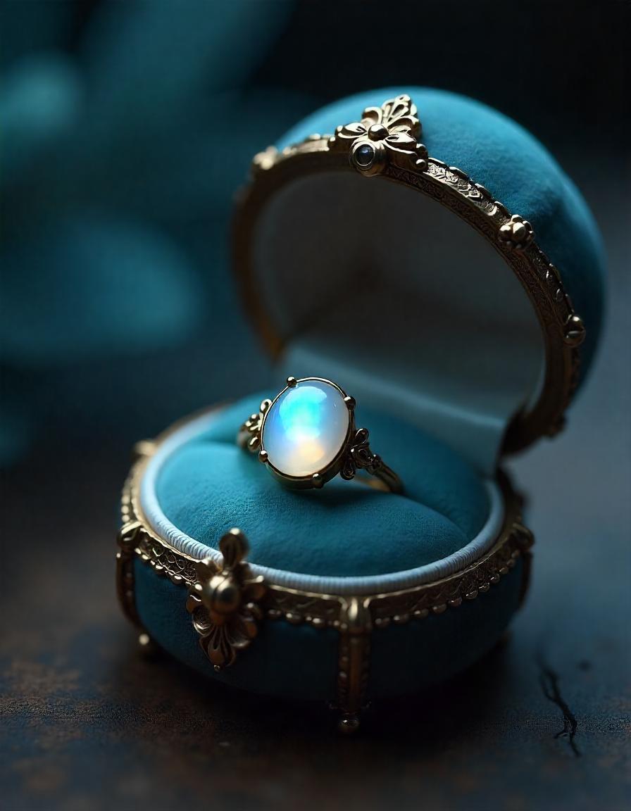 Rainbow moonstone ring