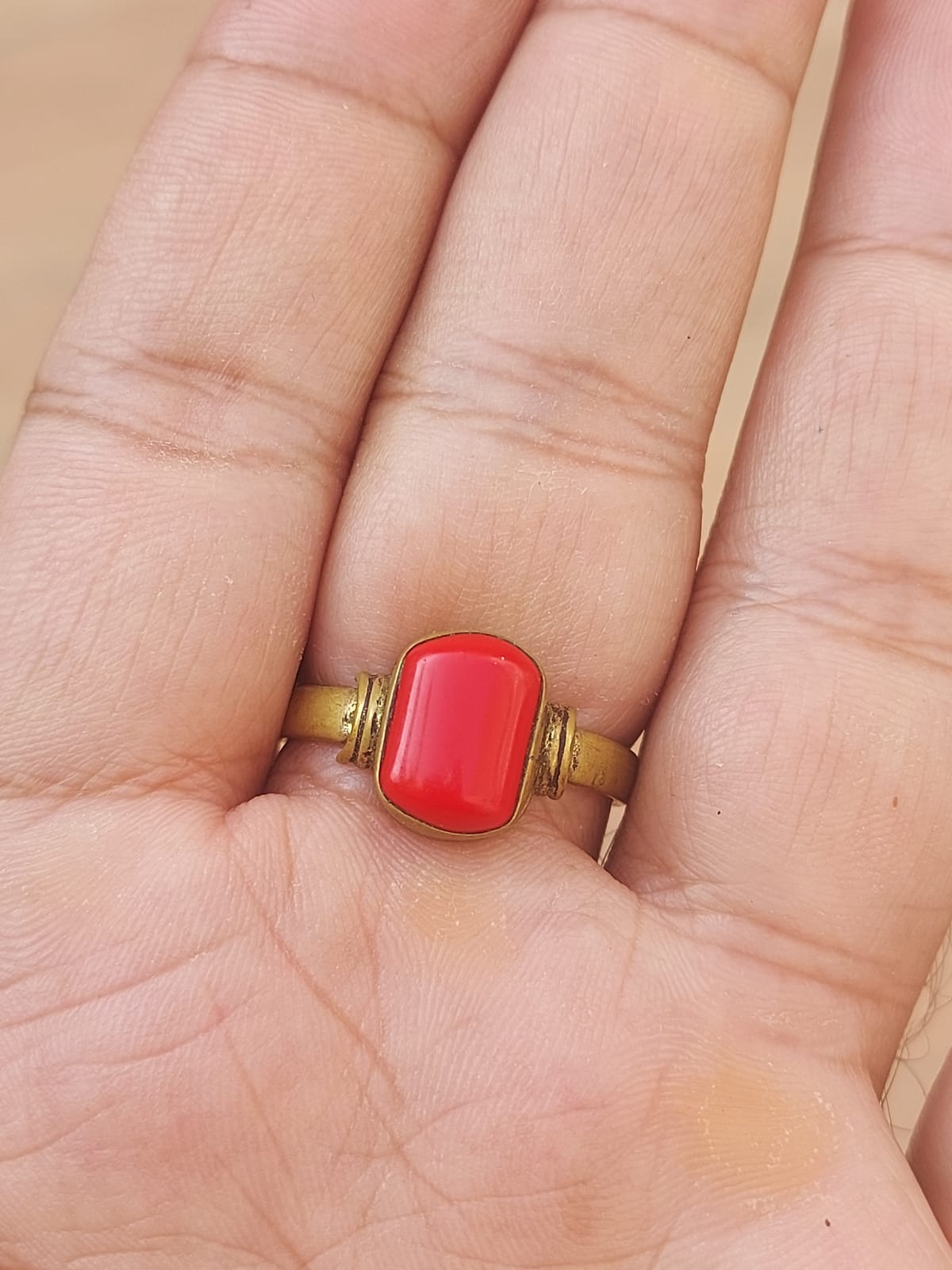 Red Coral Stone Ring