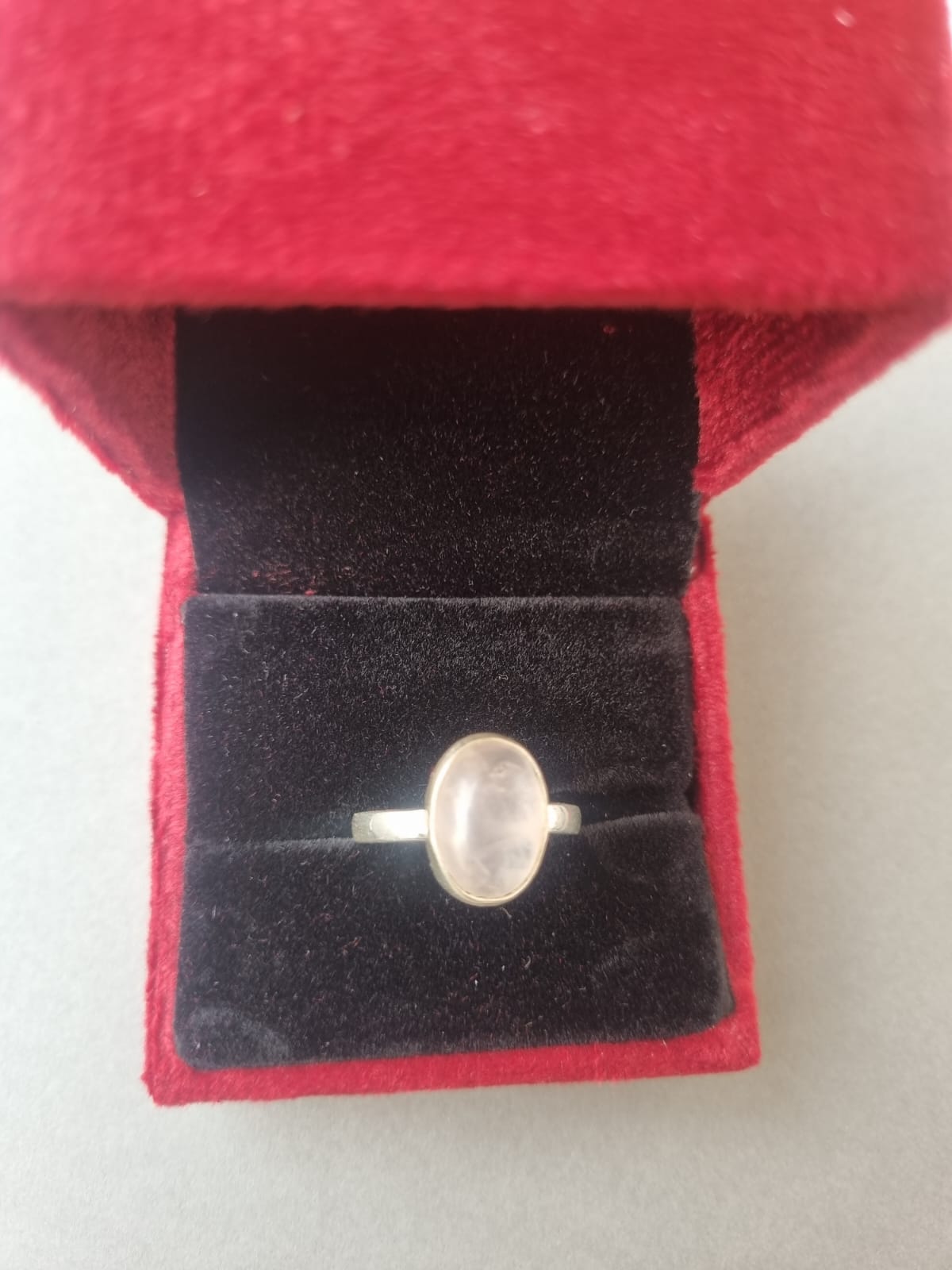 Rose Quartz Ring in a box