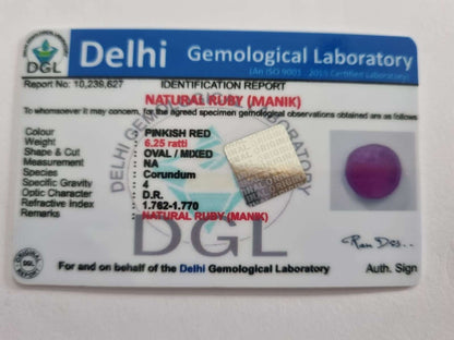 Ruby Certificate | 6.25 Ratti