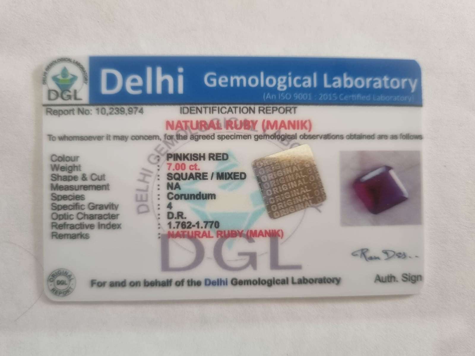 Ruby Certificate | 7 carat