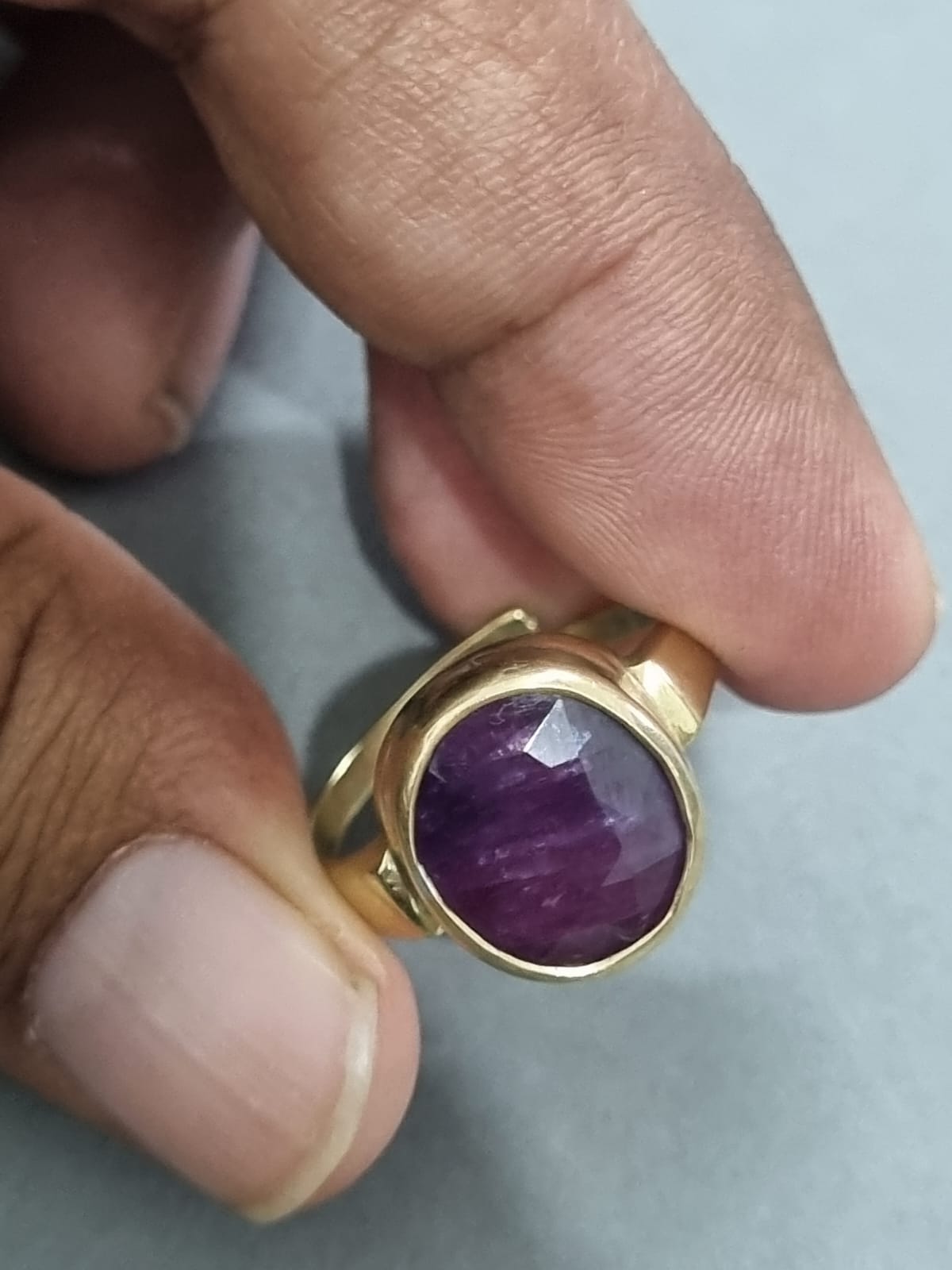 Ruby stone ring in panchdhatu