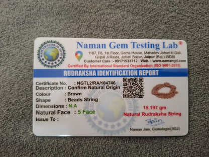 Rudraksha Mala | 5 Mukhi | Certificate