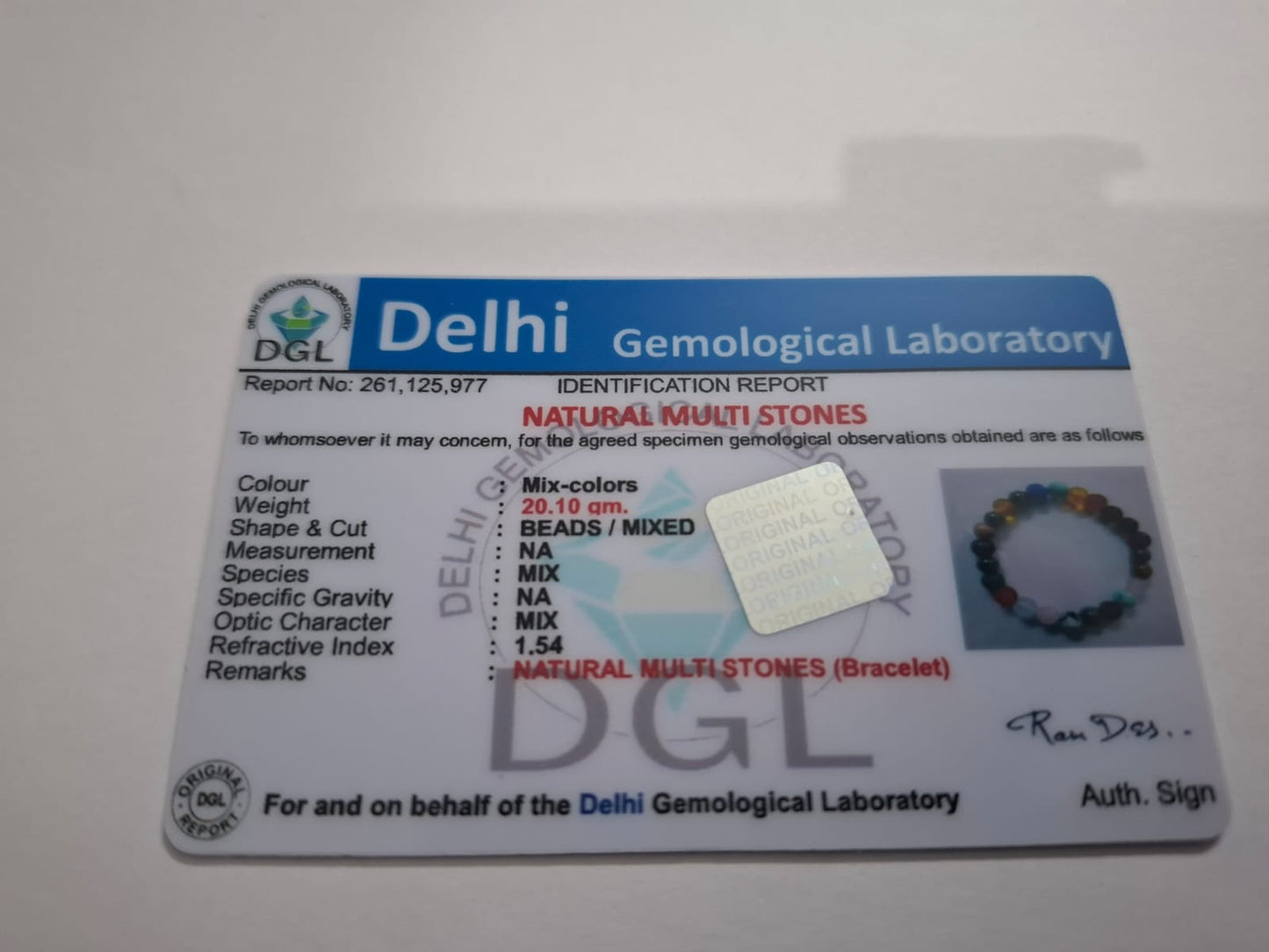 Seven Chakra Bracelet Certificate