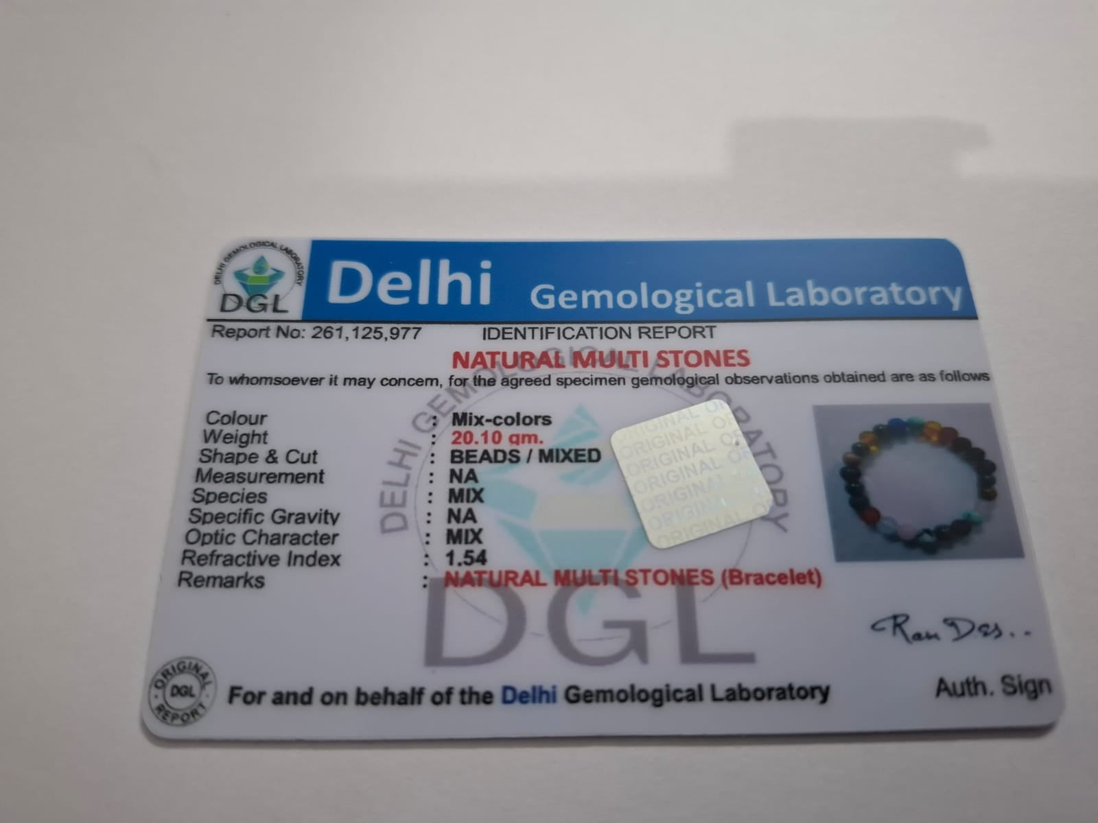 Seven Chakra Bracelet Certificate