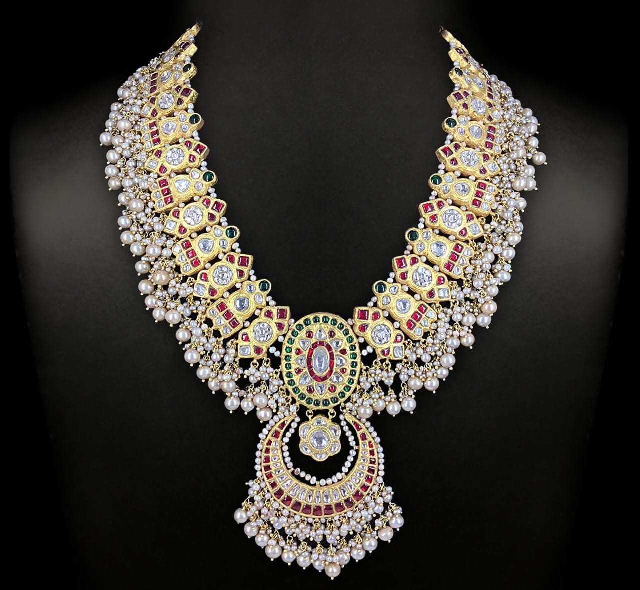 South Sea Pearl and Navratan Gemstones Necklace